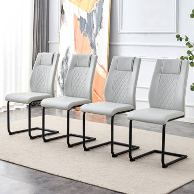 Light grey dining best sale chairs with chrome legs